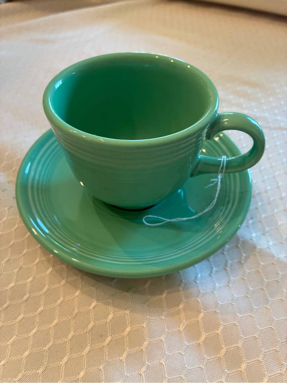 Fiesta Green Ceramic Teacup and Saucer - Classic Home Dining Mug